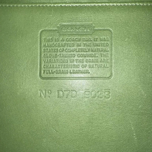 Rare Old Coach Ergo One Shoulder Bag Leaf Green POCKET ZIP 9033 Leather Vintage