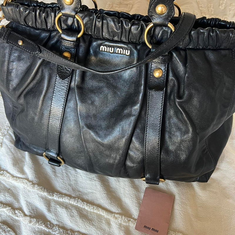 Stunning Authentic Miu Miu Vitello Bag – Gold Hardware & Removable Strap